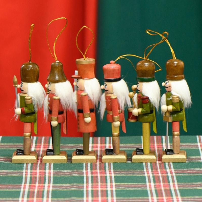 Wood Nutcrackers Figures Decors Handmade Wood Nutcrackers Sculpture Ornament Portable Holiday Decorations