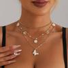 Accessories Bohemian Drip Butterfly Flower Elements Clavicle Chain Vintage Trend Multi-Layer Necklace