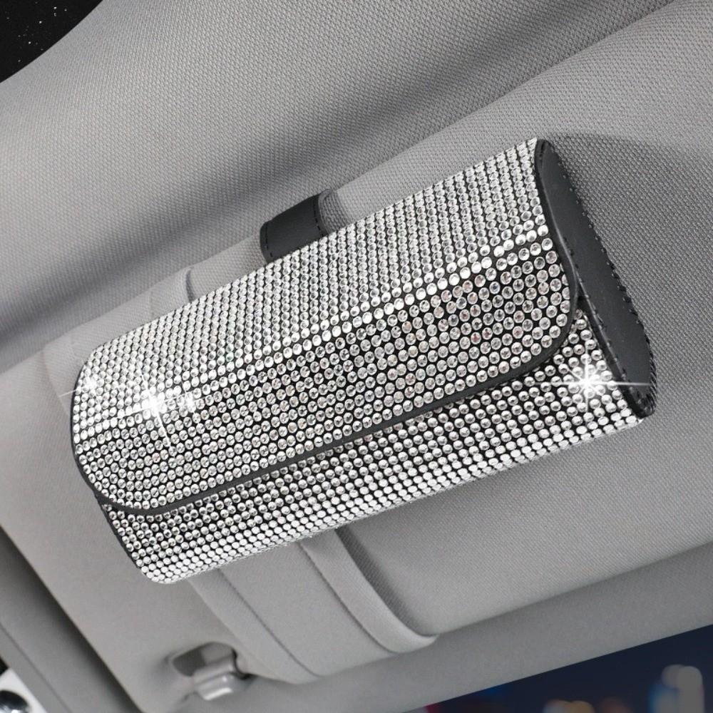 Fashion Bling Car Glasses Case Anti-pressure Hard Shell Eye Glasses Case Rhinestone Sunglasses Case Car Assessoires белый