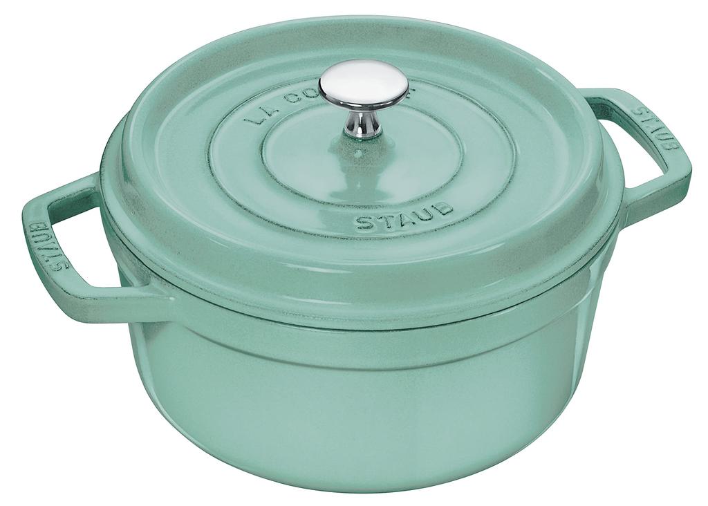 staub Cocotte Round Sage Green Both Hand Enameled Pot IH Compatible Japanese La Cocotte Round "Pico 22cm" [Authorized Product] 40508-704