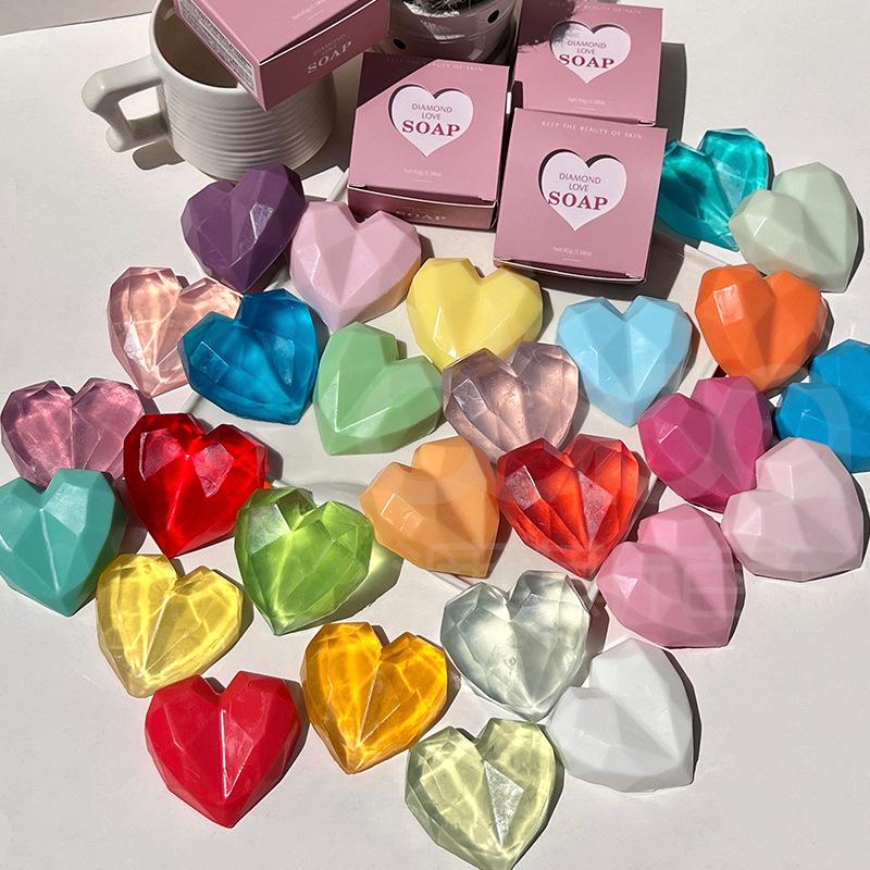 

Handmade Diamond Heart Soap: Wedding Favors, Calendula & Essential Oils, Fragrant Facial Cleanser for Men and Women