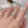 Luxury   Copper Zircon Ring Couple Men And Women Love Eternal Heart-Shaped Adjustable Open Ring Wedding Jewelry