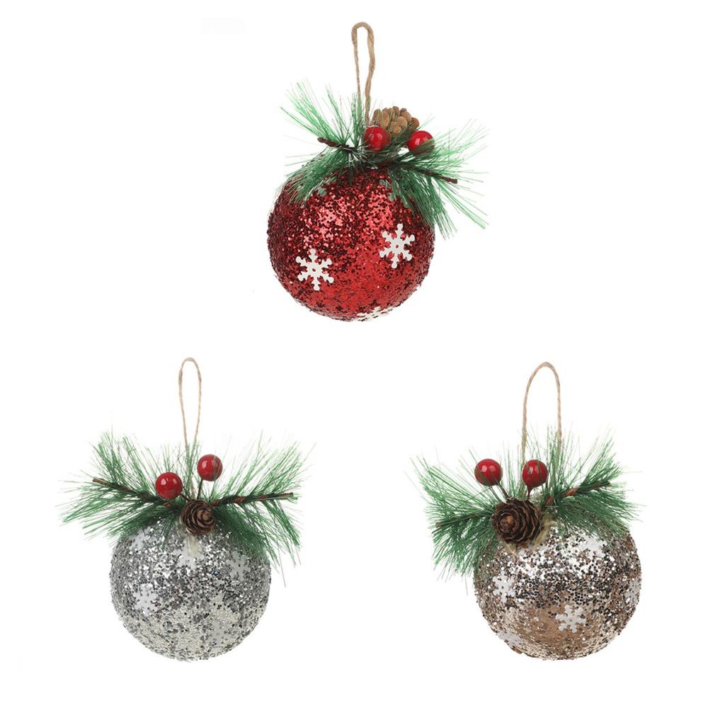 Red Pine Needle Sticky Ball High Grade Christmas Balls Set Christmas Sticky Pink Ball New Year