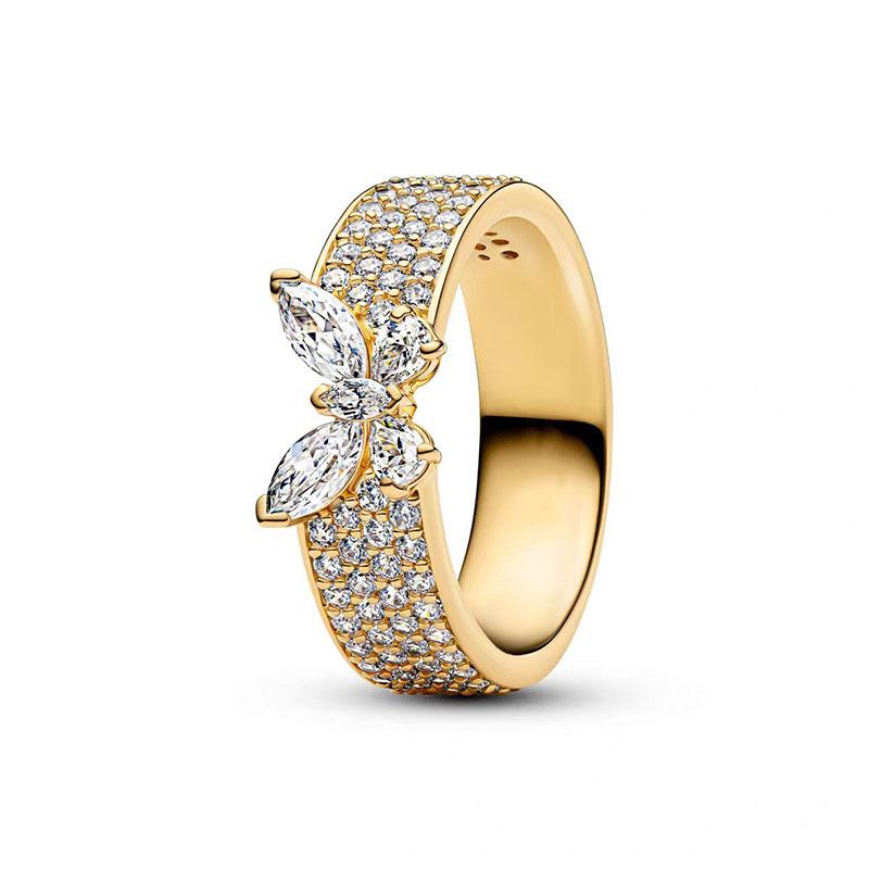 

2025 New Brilliant Zircon Ring 925 Pure Silver Widened Round Butterfly Ring Light Luxury Charm Women s Jewelry Gift 9