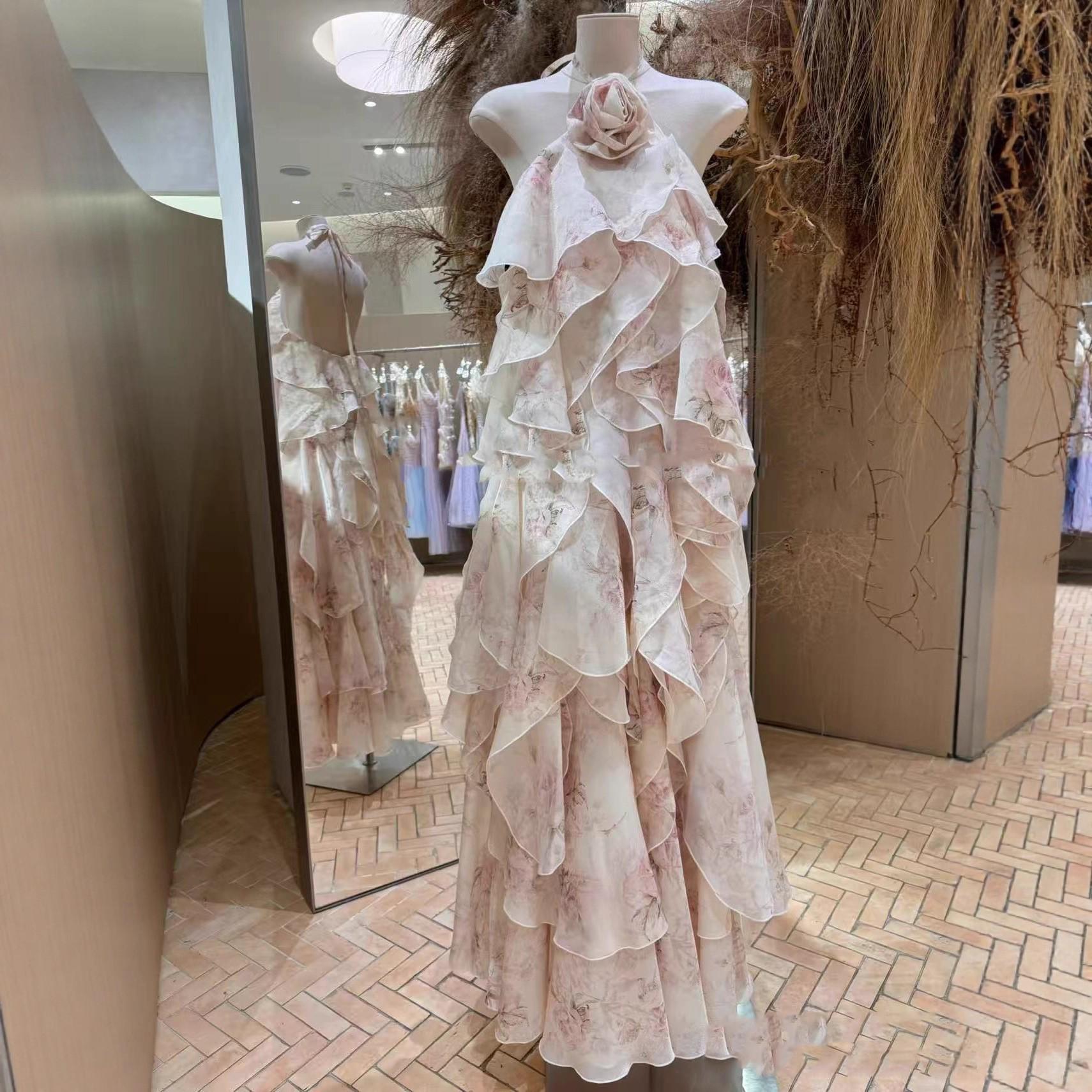 Niche Romantic 3D Ruffle Gradient Fairy Dress: Short Front, Long Back Large