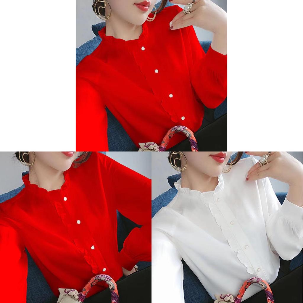 Long Sleeve Shirt For Women With Panneling And Stand Collar For Spring Wear