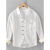 Men's Linen Long-Sleeve Shirt, Spring/Summer New Style, Breathable Tencel, High-End Casual Shirt Jacket, Trendy