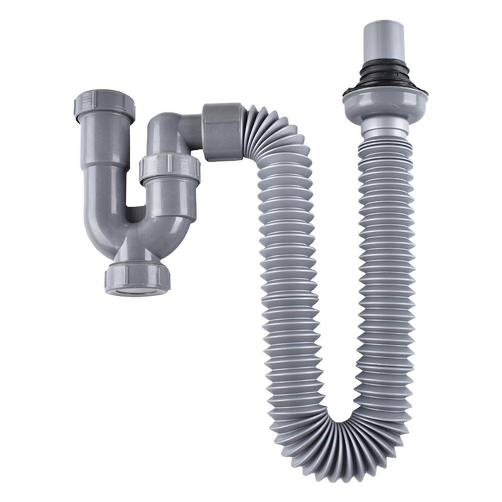 Flexible ABS U Shaped Drainage Pipe with Retractable S Design for Bathroom Sink Featuring Cleaning Port for Barrier