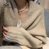 Jesienno-zimowy średniej długości sweter z dzianiny z długimi rękawami płaszcz zagęszczony sweter damski odzież wierzchnia sweter o delikatnym temperamencie