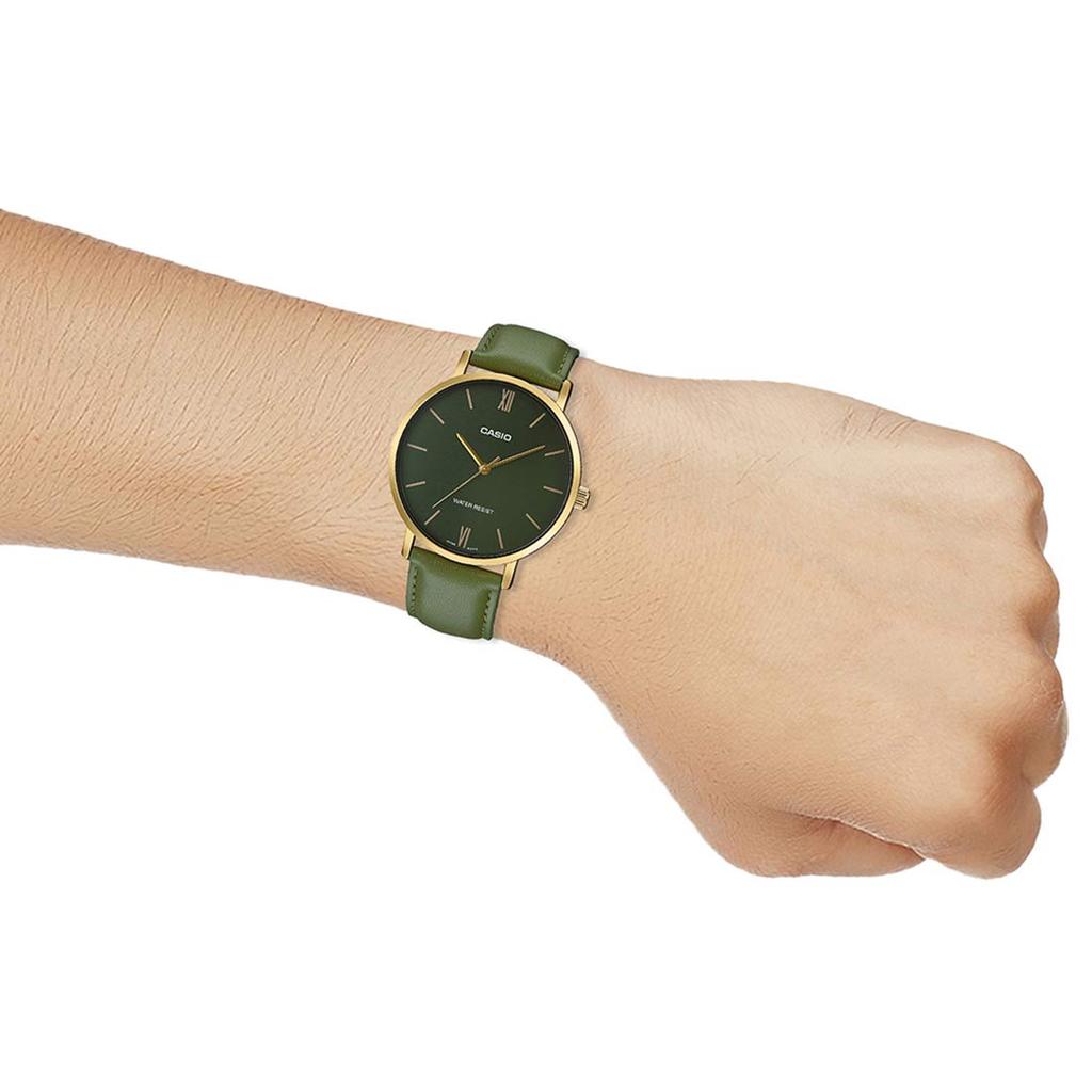 Casio Standard Series Fashion Business Casual Minimalist Classic Pointer Series Waterproof Quartz Movement Genuine Leather Strap MTP-VT01GL-3B