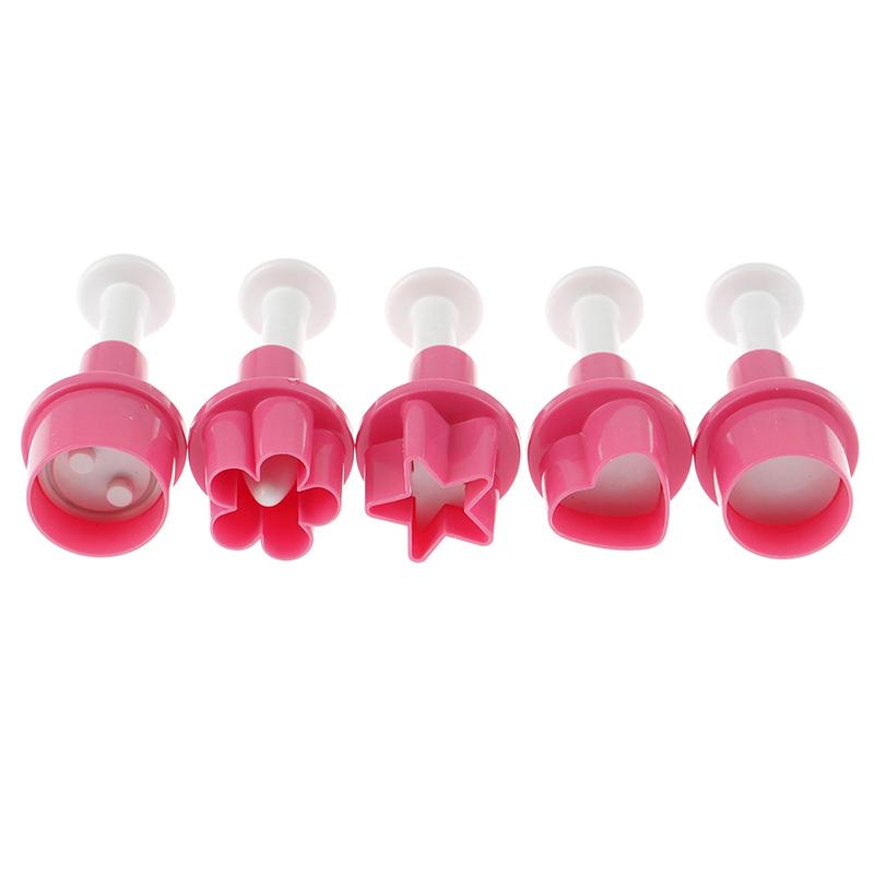 5Pcs Plastic Cookie Cutter Cake Mold Star Button Plum Heart Biscuit Sugarcraft