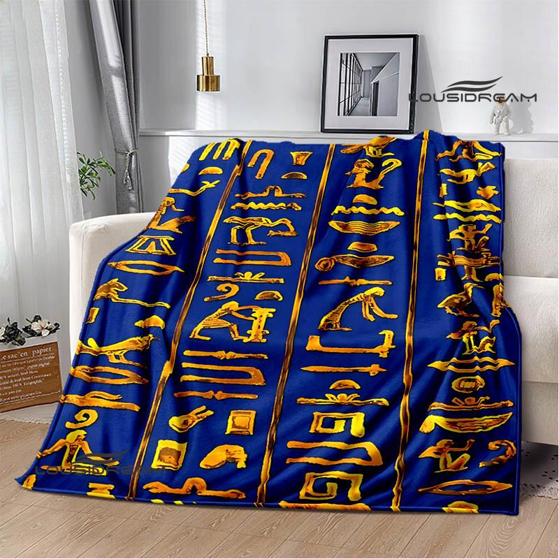 Egyptian pictograph symbol printed blanket Picnic blanket Warm Flannel blankets Home bed linings blankets for beds Birthday Gift