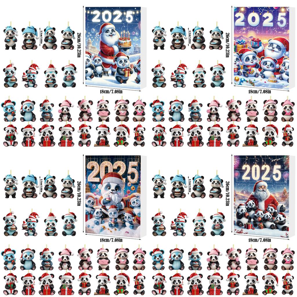 Christmas Panda Countdown Calendar With Acrylic Components For Holiday Decor Gift For Kids