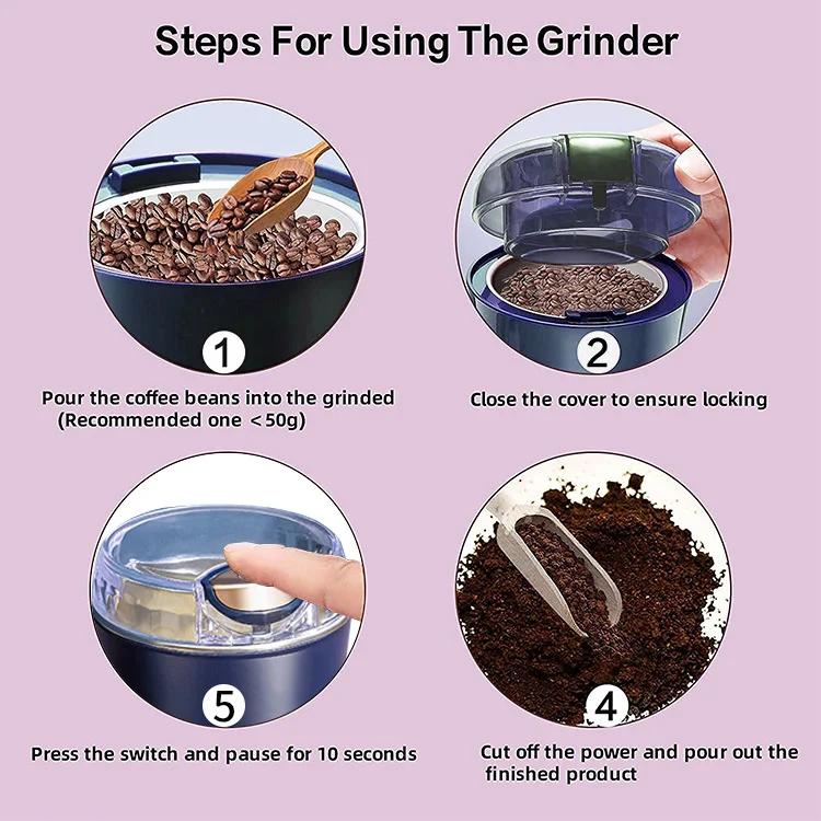 Small Electric Grinding Machine Grain Grinder Coffee Grinder Stainless Steel Nuts Beans Grains Mill For Kitchen