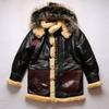 American empty B flight suit fur integrated coat men's removable hat medium and long sheepskin fur fur jacket