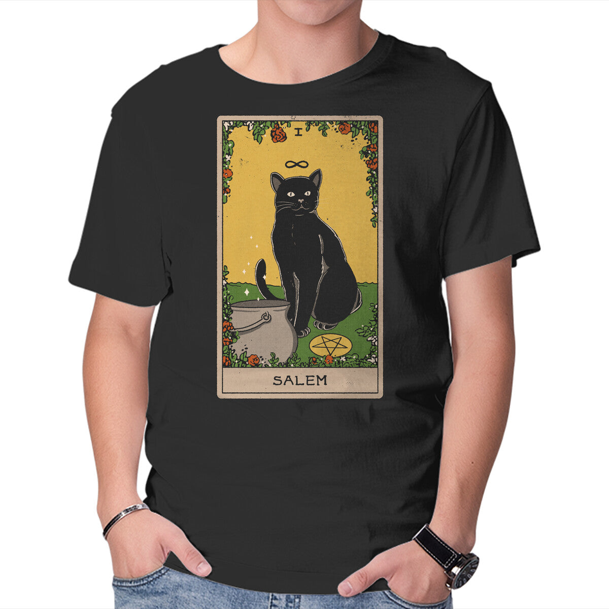 Unisex Crew Neck T-Shirt Salem The Cat Graphic Short Sleeve Casual Tee XS