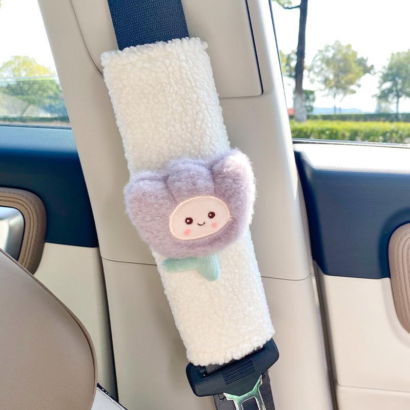 2 Cute Flower Car Seat Belts, Shoulder Protectors, Cartoon Soft and Comfortable Car Belts