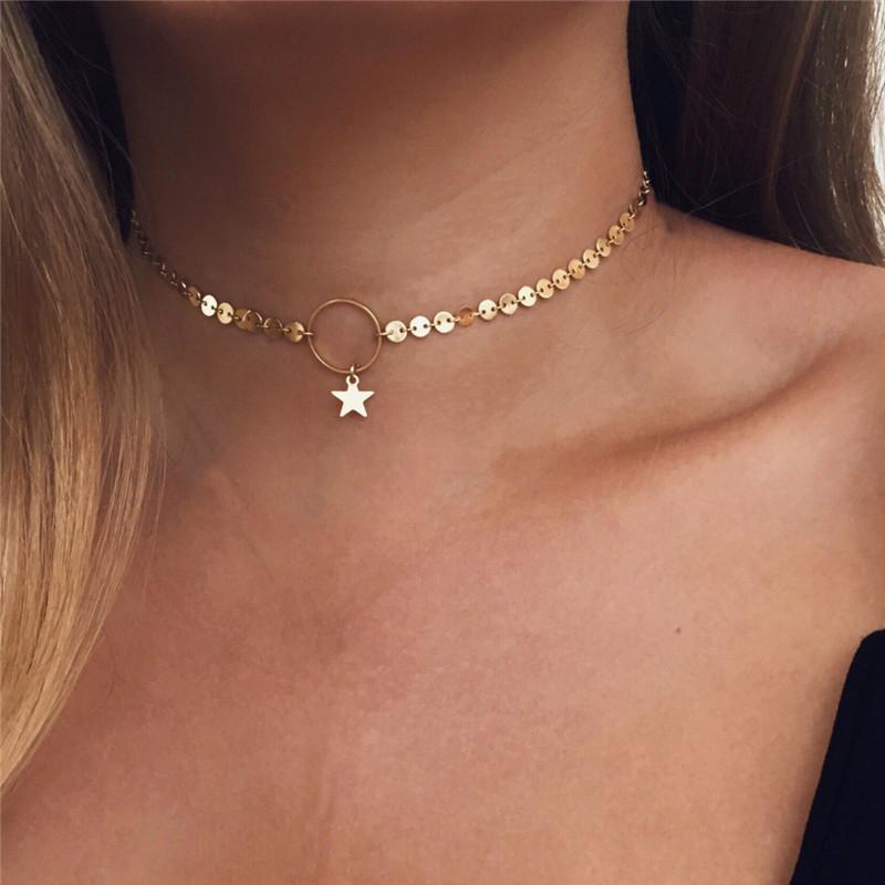 Gold simple choker necklace Clearance