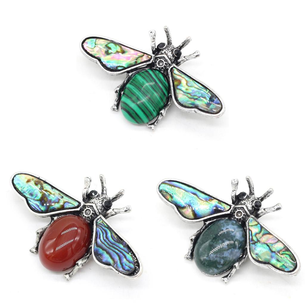 Classic Alloy Butterfly Brooch Pin With Faux Stone And Shell For Women Fashion Accessory