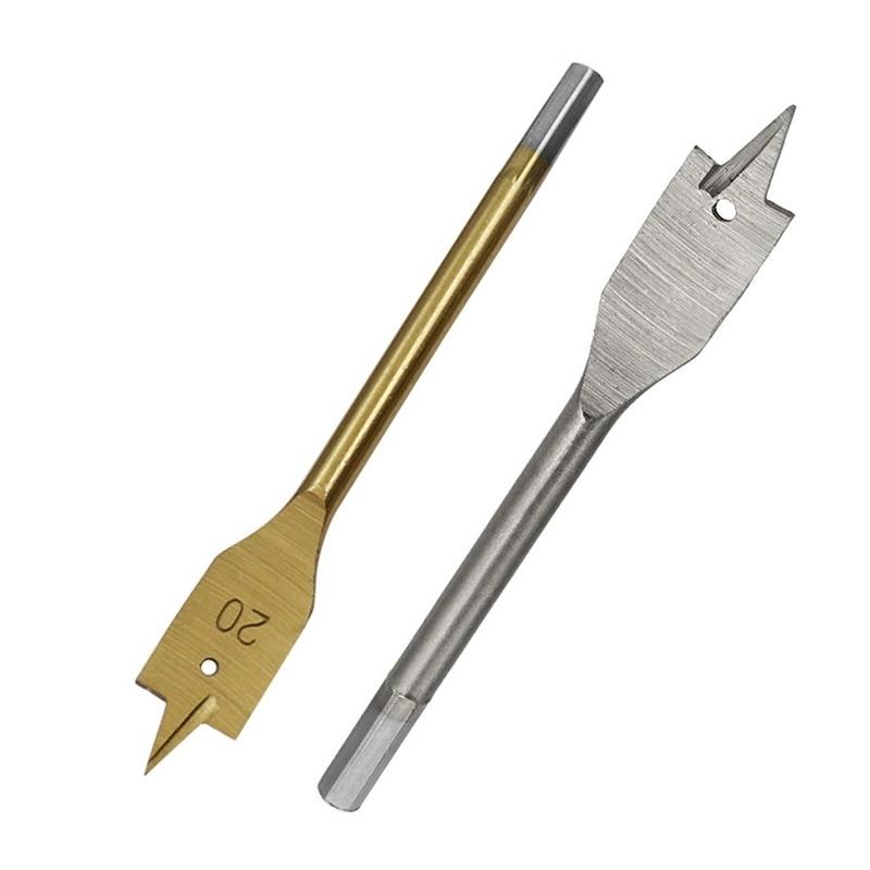 1 Set 6 Pcs Spade Drill Bit Set Paddle Flat Bits Hole Cutter Titanium Coating Carbon Steel Woodworking Tool 10/12/16/18/20/25mm