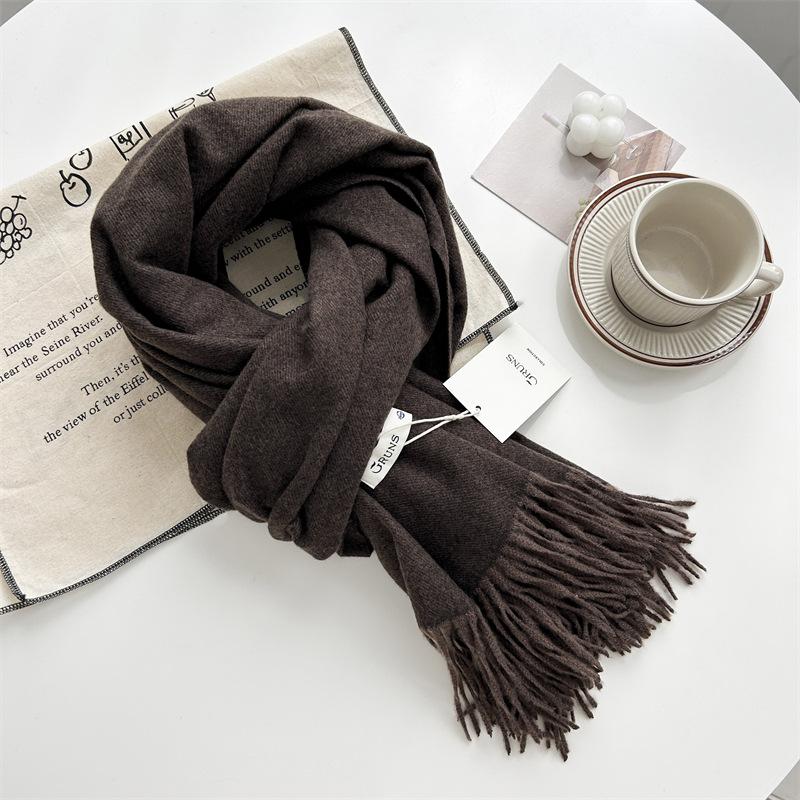 Kašmírový šátek na ruku, podzimní a zimní, jednobarevný, dámský, tlustý střapec, jednoduchý a všestranný, měkký a teplý, imitace kašmíru