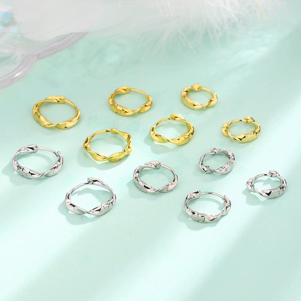 925 Silver Hoop Earring For Women Mobius Office Jewelry Braided Party Birthday Gift