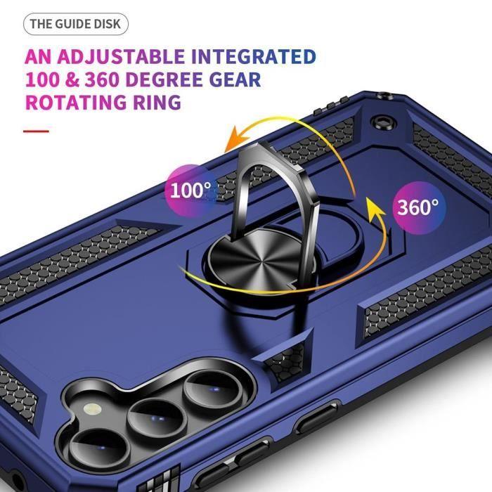 Coque de protection - BOOLING - pour Samsung Galaxy S23 FE - Antichoc - Support Anneau Arrière - Bleu Marine