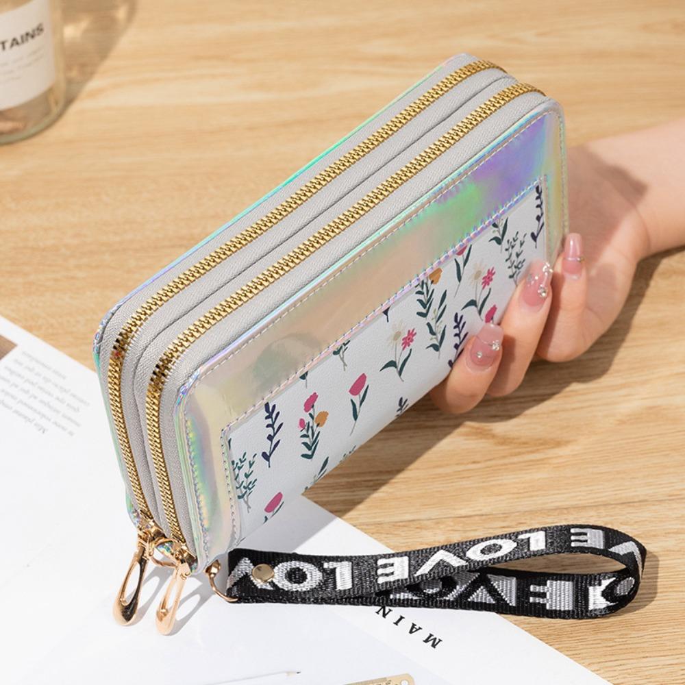 

Двухслойный кошелек на молнии, большой емкости, модные женские длинные кошельки