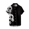 Halloween Shirts for Men 2025 Skeleton Skull Print Costumes Short Sleeve Button Down Shirt Tops Horror Men T-Shirts