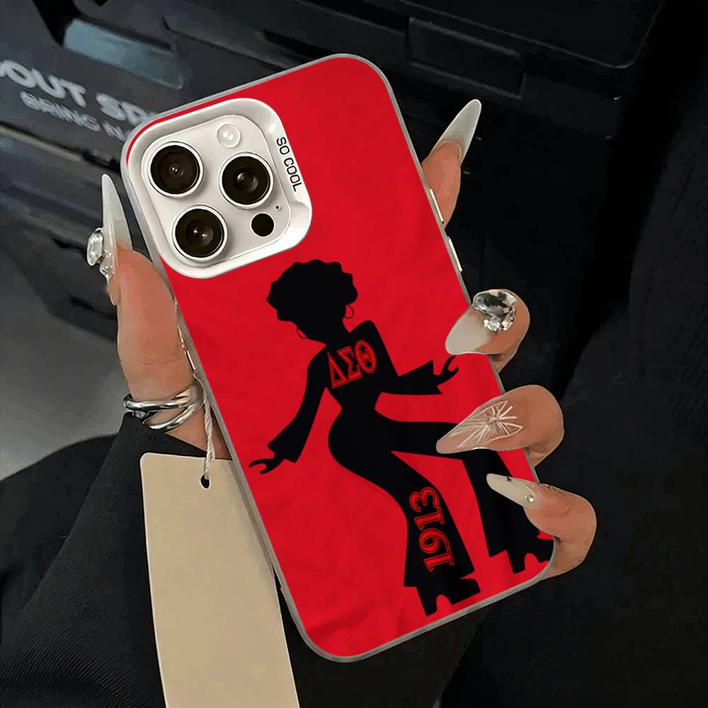 

D-Delta S-Sigma T-Theta Sorority Phone Case For iPhone 11 12 13 14 15 16Pro Max Plus white Sliver Phone Cover iPhone13