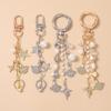 New Rhinestones Star Keychain Pearl Beaded Key Ring Pendants for Women Girls Handbag Decor DIY Handmade Jewelry Gifts
