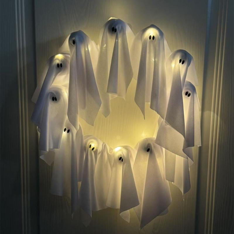 Knitted Fabric Phantom Decoration with Flexible Wire Frame Ideal for Door Wall Fireplaces Halloween Display