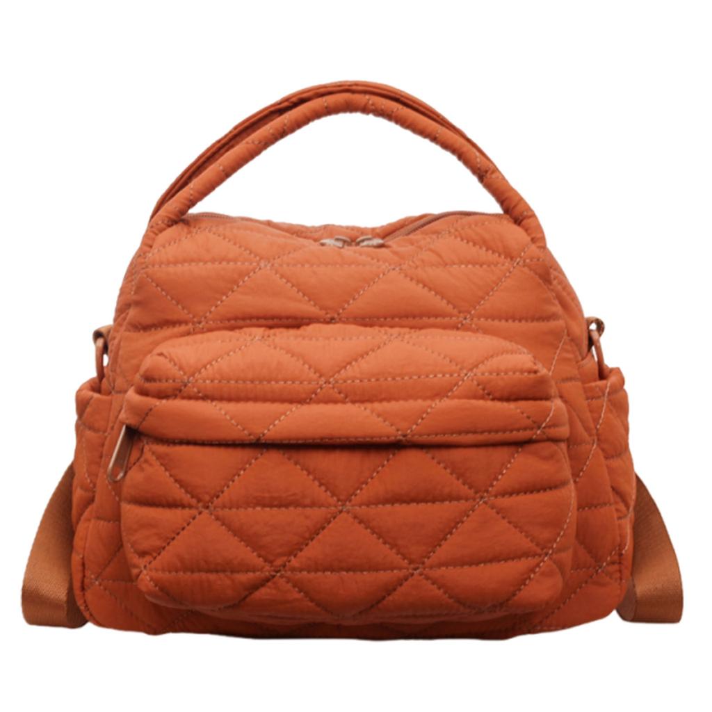Women Nylon Quilted Tote Bag with Adjustable Strap Crossbody Bags for Work Shopping Travel Daily