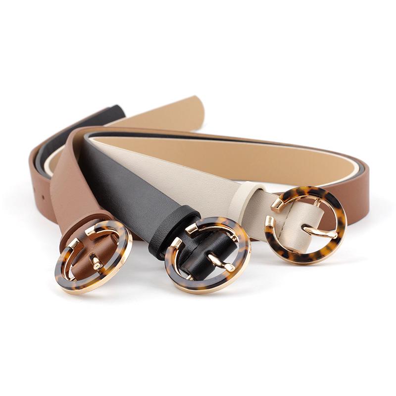 Round Leopard Buckle Ladies Belt Retro 