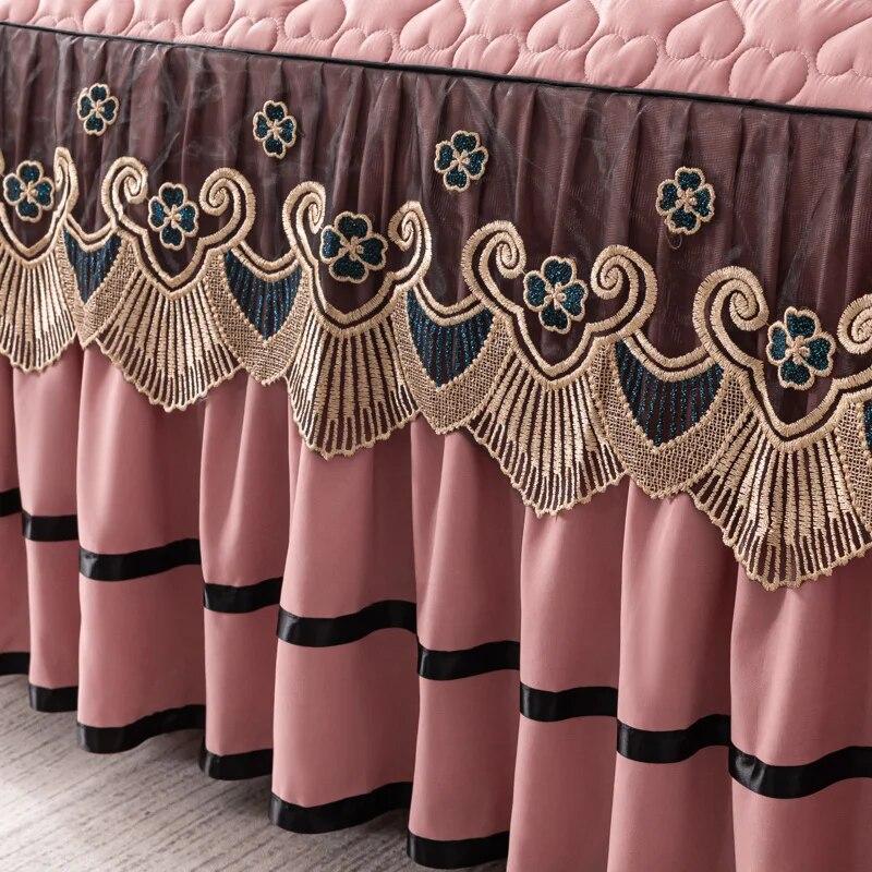 Luxury Cotton Lace Bed Skirt Bedspread Thick Removable Bed Skirt Style Bed Sheets Embroidery Cotton European-style Bed Spreads