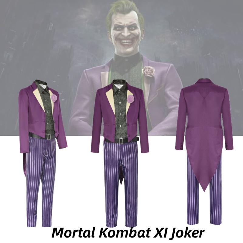 Authentic Mortal Kombat 11 Joker Cosplay Costume Set Purple Halloween Outfit For Heath Ledger Joker Fans