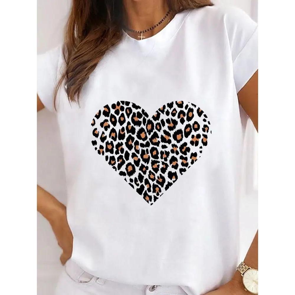Summer Round Neck Love Flower Butterfly and Bee Pattern 3D Print Top Fashionable Casual Short Sleeved Women's T-shirts