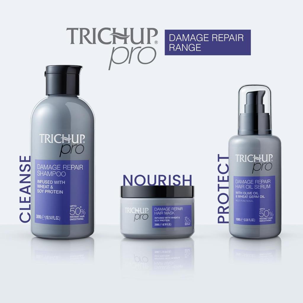 Trichup Pro Damage Repair Shampoo 300 ml Pack For Dry Frizzy Hair, Instant Smoothing, Nourishing, Frizz Control, Dual Action Rebonding