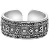 Adjustable Sterling Vintage Tibetan Mantra Ring Men Women Geometric Ethnic Style Lucky Charm Band