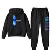 Womens Winter Casual Hooded Sweatshirt Pants Set With Print Loose Fit Streetwear