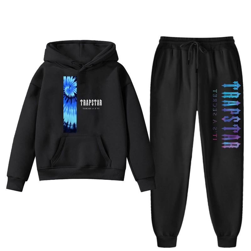 Womens Winter Casual Hooded Sweatshirt Pants Set With Print Loose Fit Streetwear