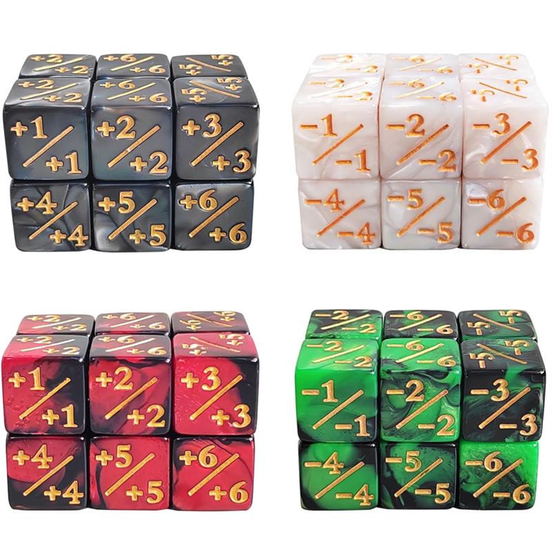 10Pcs 16Mm 6 Side Dice Counters +1/-1 Dice Kids Toy Counting Dice For Mtg Magic The Gathering Card Gaming Token & Loyalty Dice