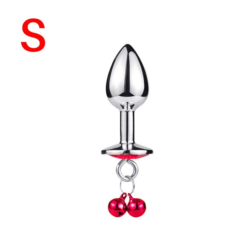 S/M/L Anal Plug Sexspielzeug Edelstahl Glattstahl Butt Plug mit Glöckchen runder Kristall Anhänger Schmuck