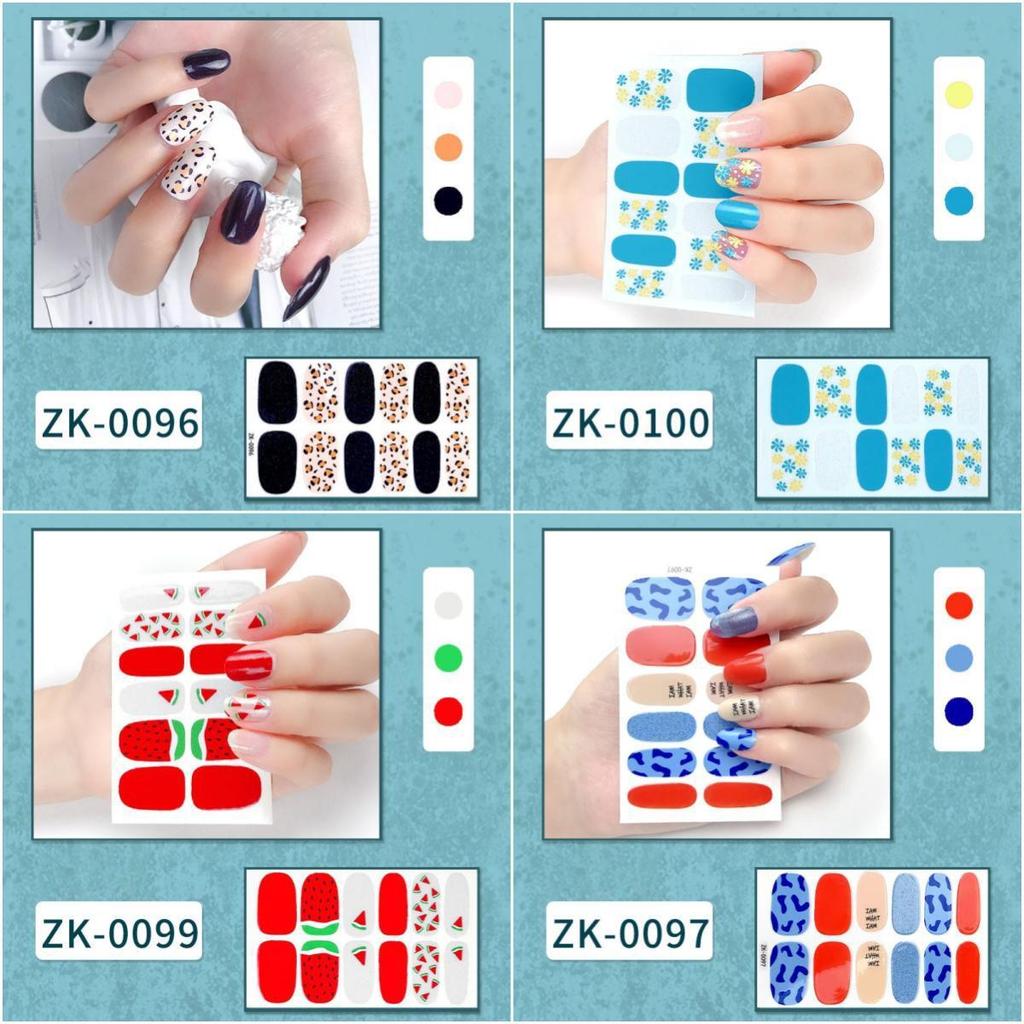 12-finger White No-Bake Nail Decal Fully Coated with Waterproof Long-lasting Nail Patch Simple Wind Nail Polish Adhesive