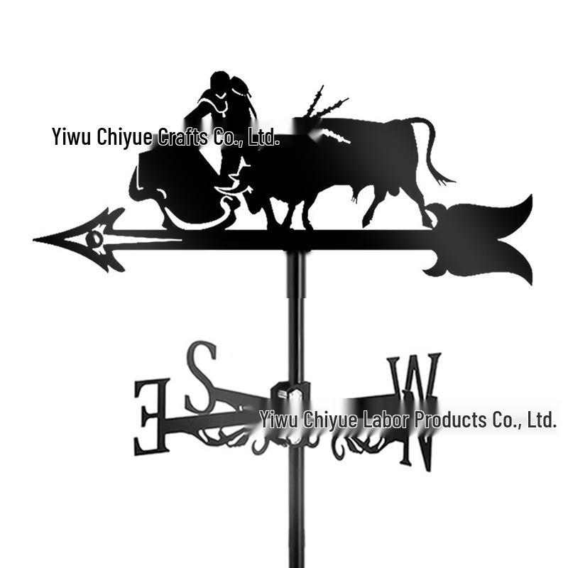 Weather Vane Ornament: Outdoor Wrought Iron Spray-Painted Roof Decoration Metal Craft