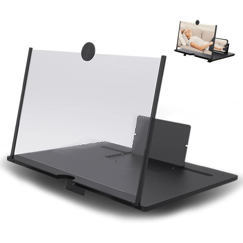 Lupa de Tela para Smartphone, Amplificador de Tela de Celular 3D HD, com Suporte Dobrável, Proteção Ocular Anti-Raio Azul, Adequado para Todos os Smartphones