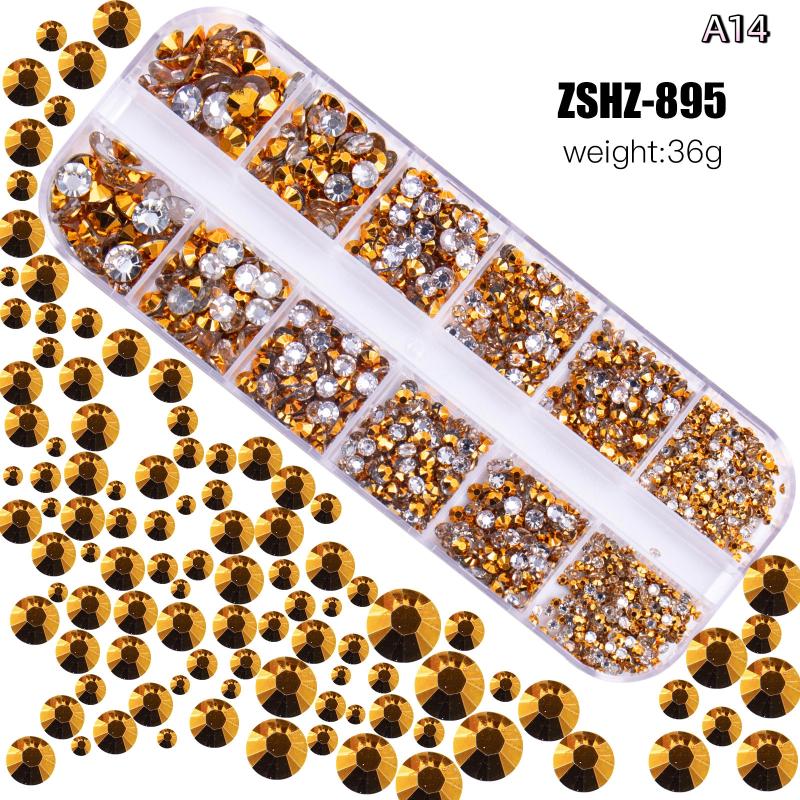 12Grids Box Mix Nail Art Rhinestone Nail Beads AB Crystal Flatback Jewelry Gems With Storage Organizer For Multicolour Nail Art