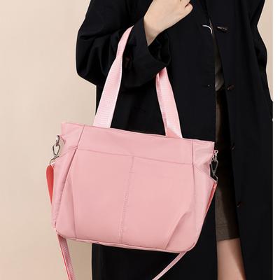 Bolsa feminina de nylon de cor sólida, nova, com zíper, versátil, casual, macia, de ombro, simples, grande capacidade, bolsa crossbody