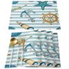 Nautisch Placematten Set, Anker Tafelmatten Wasbaar Zomer Kust Print Placemat voor Vakantie Banket Eetkamer Keukentafel Decor