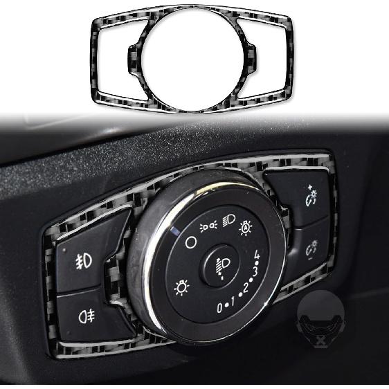 Real 3K Black Carbon Fiber Car Dashboard Central Radio Player Control Panel Trim Sticker Auto Interior Accessories Compatible with Ford Fusion S SE Dim Light Inside Frame